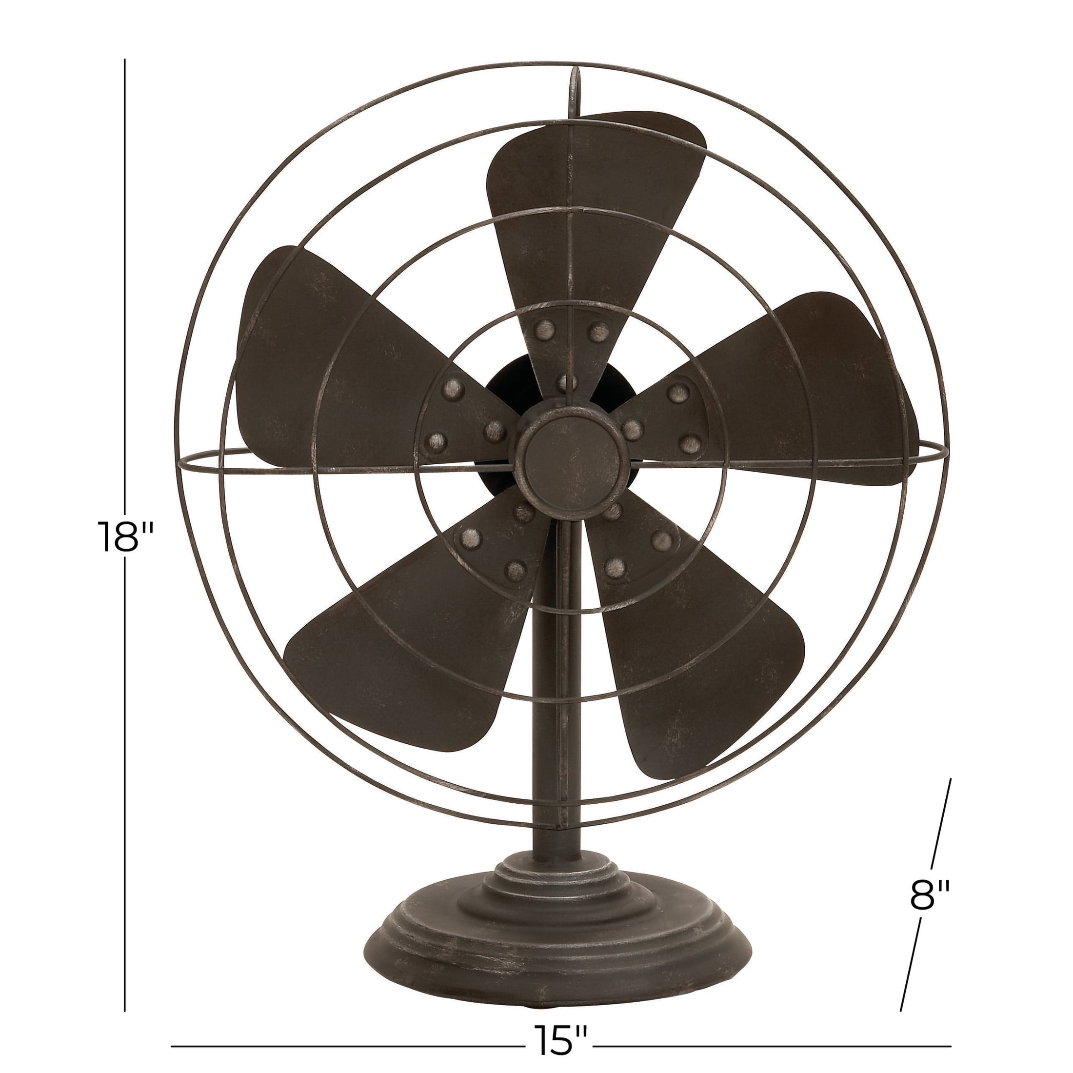 15" x 18" Black Metal Fan Sculpture, by DecMode