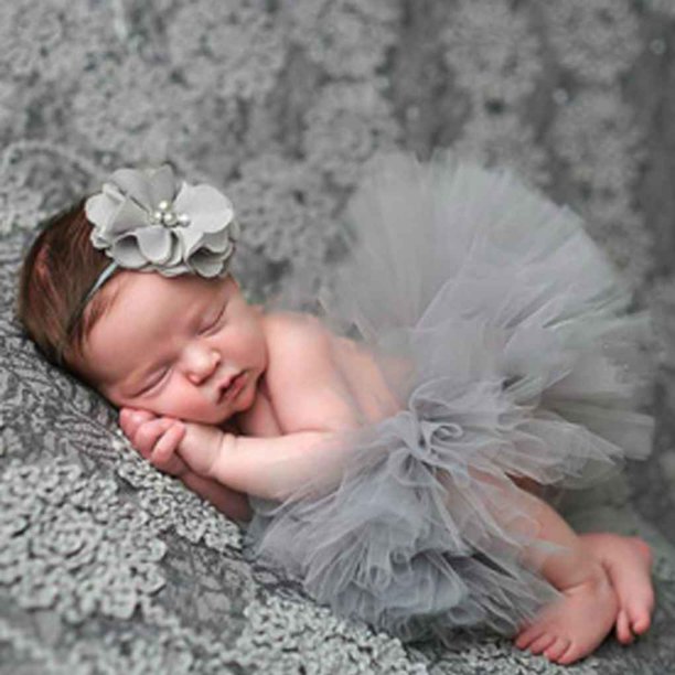 Vestido de fotografía para recién nacidos con diadema de flores FleinngHoz JD709735848