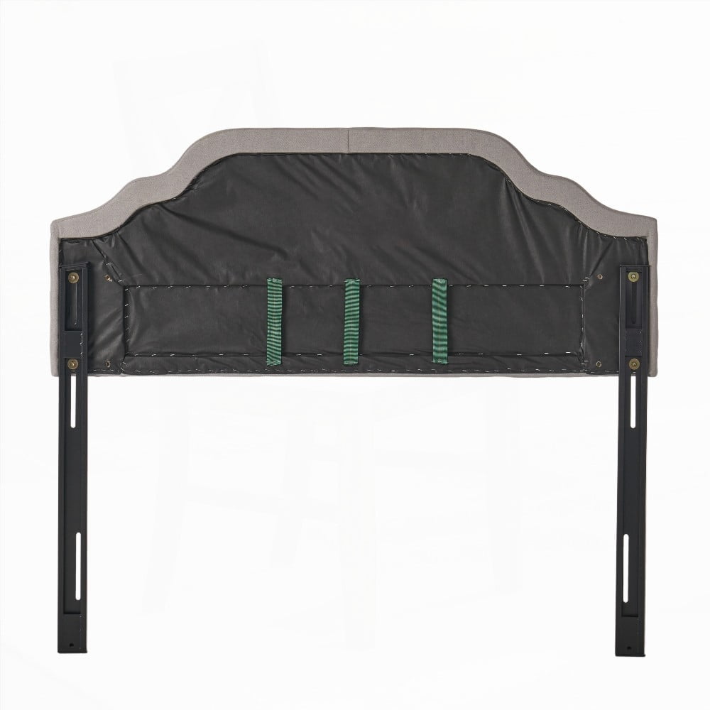Queen Size Headboard in Tufted Upholstery, Solid Wood & Durable Metal Legs, Adjustable Height & Nailhead Accents, Modern Design