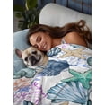 thumbnail image 3 of Coastal Beach Twim XL Size Flat Sheet, Wrinkleproof & Fadeproof Cooling Flat Bed Sheet Only, Watercolor Nautical Starfish Shell Breathable Soft Bedding Top Sheets 66 x 102 Inches, 3 of 8