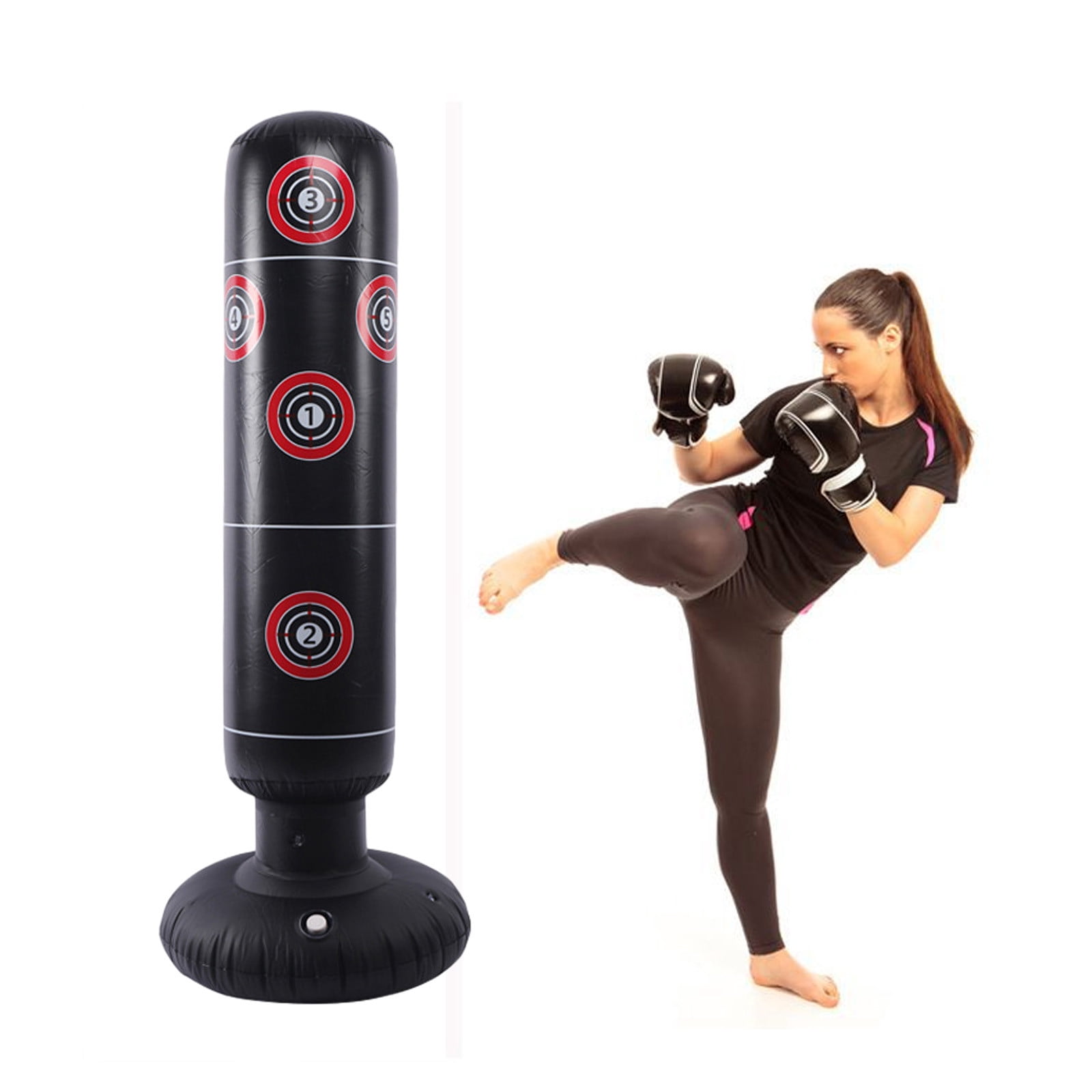 Qonioi Inflatable Punching Bag, Freestanding Boxing Bag for Kids Adults, Youth Punching Bag with Stand, Kickboxing Training Equipment for Home Gym Stress Relief