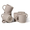 thumbnail image 6 of Vesteel Coffee Mugs Set of 6, 12oz Ceramic Coffee Cups Set with Makeup Clay for Coffee Tea Milk, Mug Gifts for Thanksgiving Day Anniversary, Cappuccino Brown, 6 of 7