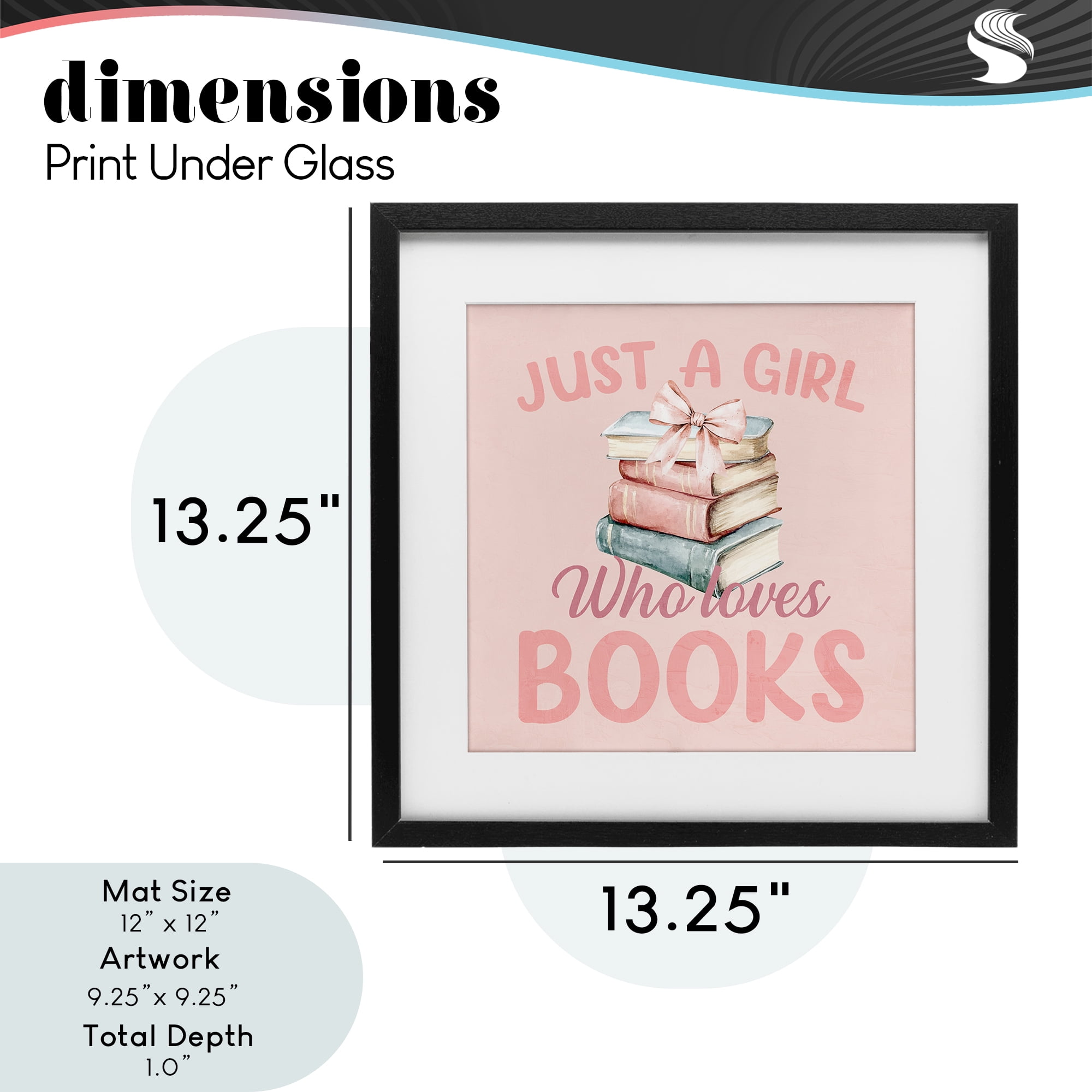 Reader Girl Who Loves Books Black Framed Print Under Glass, design by Kim Allen