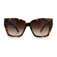 thumbnail image 3 of Womens Classy Oversized Squared Beveled Cut Cat Eye Fashion Sunglasses [Tortoise - Brown], 3 of 7
