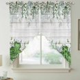 thumbnail image 2 of St. Patrick's Swag Valances for Windows 2 Pack, Kitchen Window Curtains 36 Inch Length, Luck Shamrock Eucalyptus Leaves Flowers Grey Wooden Privacy Swag Curtains for Living Room/Bathroom 36"x36", 2 of 8