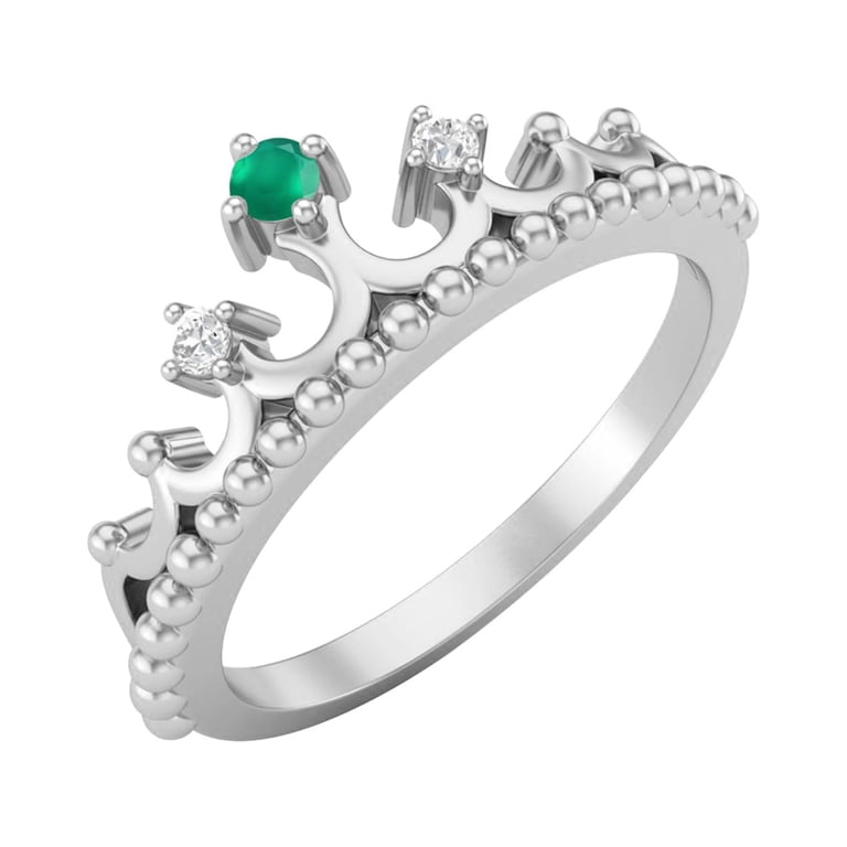 2mm Round Natural Green Onyx 925 Sterling Silver Women Crown Tiara 