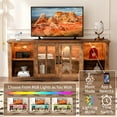 thumbnail image 6 of Vineego TV Stand with LED Lights and Power Outlet,65 inch Farmhouse Wood Entertainment Center with Glass Door Storage Cabinet for Living Room,Carlo Oak, 6 of 7