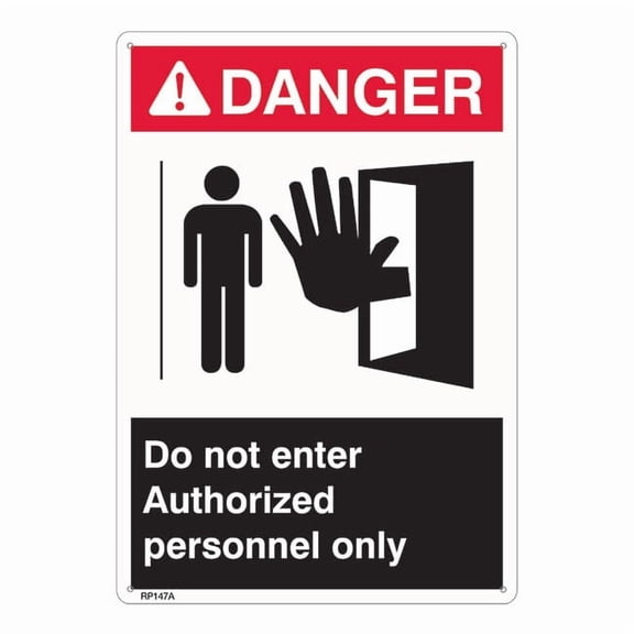 ANSI Z535 Rigid Plastic "Danger Authorized Personnel Only" Sign, 1/Each