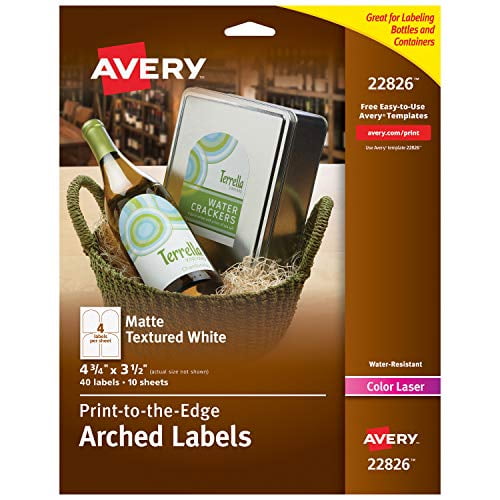 Avery Print-to-The-Edge Arched Labels 22819 Pack of 45 2.25 x 3-Inches