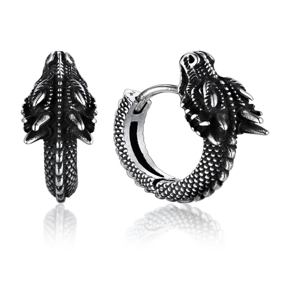 DESIGNICE 2026 New Stainless Steel Dragon Huggie Hoop Earrings for Men Women Punk Cool Hoop Earrings Jewelry Gift for Halloween Christmas Birthday
