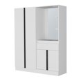 thumbnail image 3 of Miekor Furniture CaneMulti-Functional Wardrobe with Vanity Mirror and Storage, White MK8972, 3 of 8