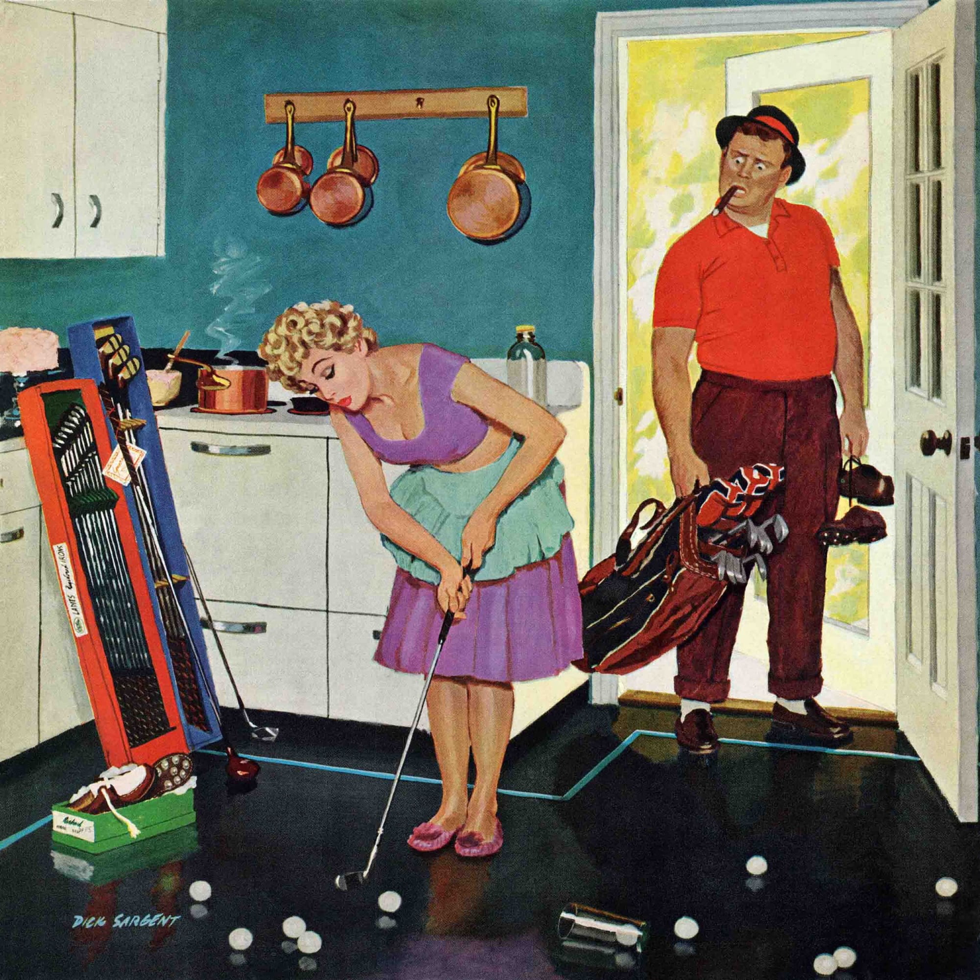Marmont Hill Putting Around in the Kitchen by Richard Sargent Painting Print on Canvas