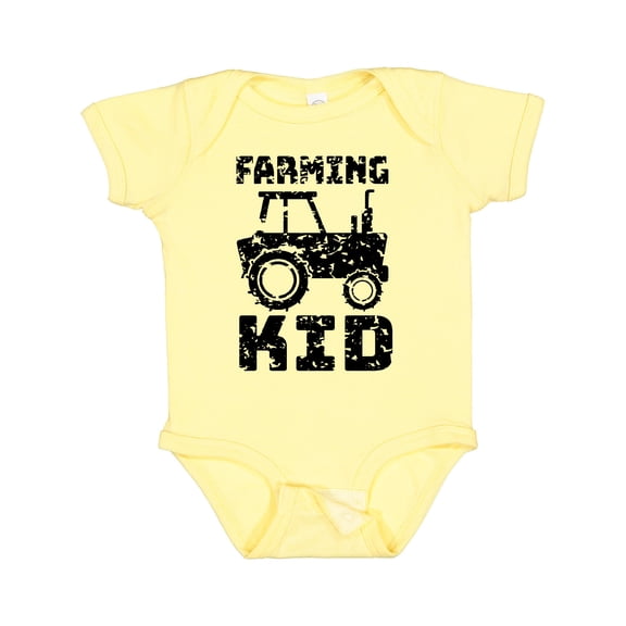 Inktastic Farming Kid- tractor distressed look Boys or Girls Baby Bodysuit