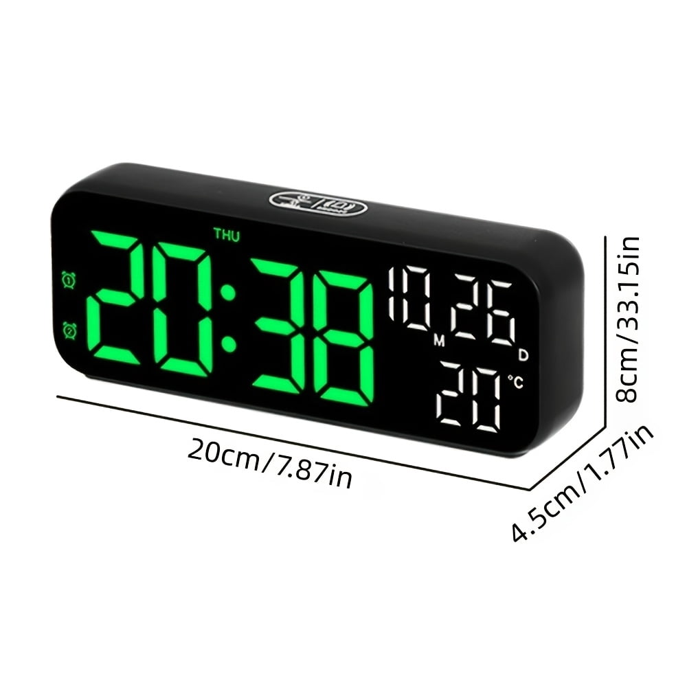 Large Digital LED Alarm Clock with Calendar And Temperature Display for Bedroom Living Room Table Desktop Decoration