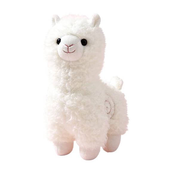 Cute Alpaca Stuffed Animal Soft White Llama Plush Doll with Curly Fur Texture for Nursery Decoration and Heartwarming Comfort Gifting White