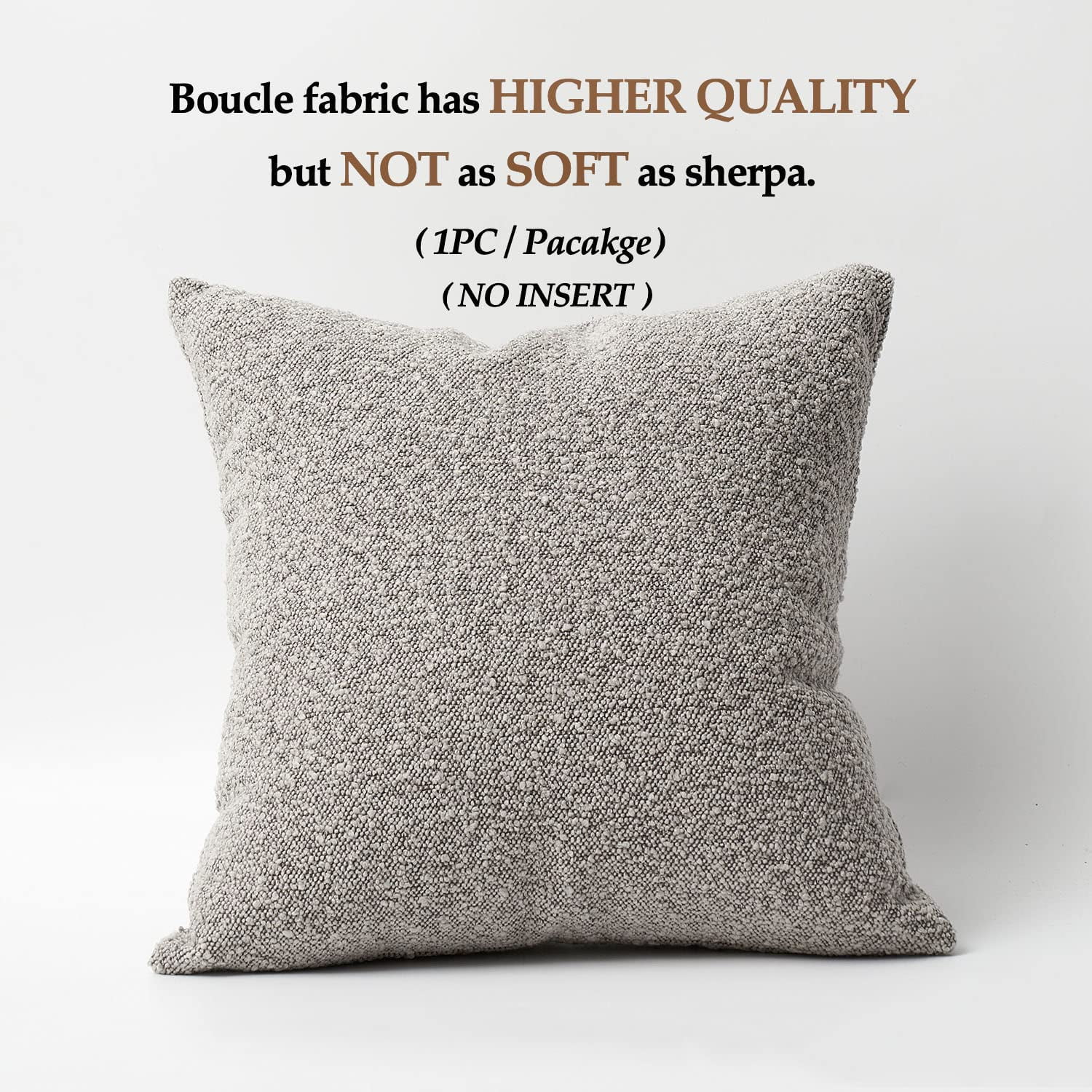 Boucle Pillow Covers 20x20 Luxury Throw Pillow Covers Decorative Pillows  for Bed Sofa Pillows for Living Room Accent Couch Soft Cushion Case, 1PC,  Ivory