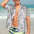thumbnail image 7 of Honeii Lavender Flowers Print Men’s Hawaiian Shirt,Classic Button-Down Short Sleeve Shirt, for Beach, Vacation, and Outdoor Activities,XX-Large, 7 of 7