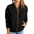thumbnail image 4 of Women Zip Up Long Sleeve Casual Solid Color Loose Sweatshirts Jackets Outwear with Pockets, 4 of 5