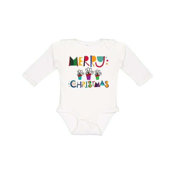 Inktastic Merry Christmas Holiday Gift Boys or Girls Long Sleeve Baby Bodysuit