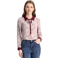 thumbnail image 1 of INSPIRE CHIC Women's Contrast Color Collar See Through Floral Blouse, 1 of 6