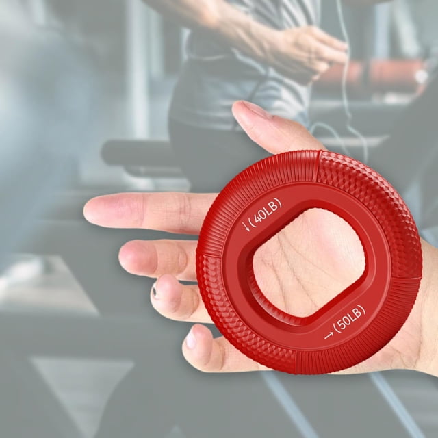 Anillo fortalecedor de agarre manual DYNWAVEMX Ejercitador de antebrazo de silicona Rojo 40 a 50LB