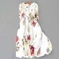 thumbnail image 2 of Pisexur Robes d'Invité de Mariage pour Femmes 2024 Mode Boho Imprimé Floral Robe Maxi Décontractée Fluide Manches Courtes Col en V Robe de Retour à la Maison Tunique à Boutons Robe de Cocktail à Cordon Grande Taille P-4TG, 2 of 5