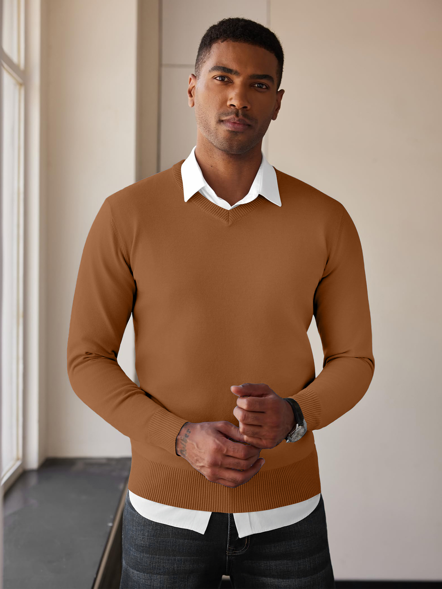 HAOMEILI Men's V-Neck Pullover Sweater photo 4