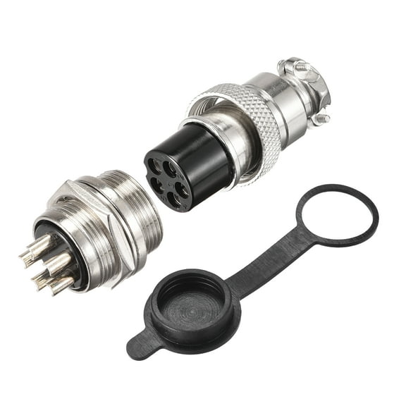 Uxcell 20mm 5 Terminals 7A 250V GX20 Aviation Connector with Plug Cover 2 Sets