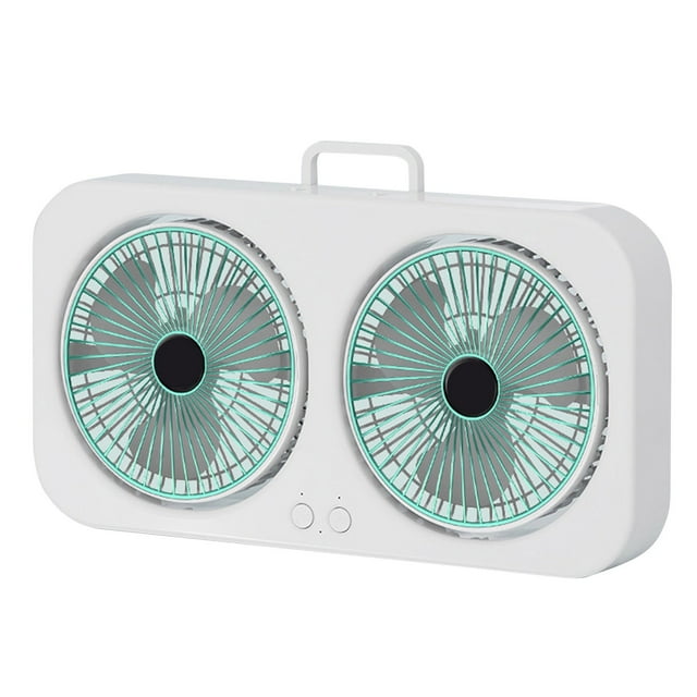 USB Portable Fan with Heads – Wall & Desktop Use – Compact Rechargeable Hanging Fan for Home Or Outdoor – Versatile Bladeless Solution