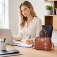 thumbnail image 5 of Single Shoulder Bag, Large Capacity PU Leather Pearl Decor Travel Storage Commuter Handbag Tote Purse Fashionable Accessory Versatile Satchel Everyday Carryall. Red, 5 of 6
