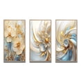 thumbnail image 2 of Designart "White Violets in Retro Bloom" Fractals Framed Wall Art Set Of 3 - White Transitional Frame Gallery Wall Set For Home Decor, 2 of 6