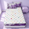 thumbnail image 4 of Erosebridal Cute Butterfly Zipper Queen Comforter Set with Fitted Sheet and 2 Pillowcases, Chic Flower Zipper Bedding Set, Polka Dots Reversible, Lavender Purple, Polka Dots Reversible, 4 of 7