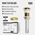 thumbnail image 5 of VIGO Vessel Bathroom Sink Pop-Up Drain and Mounting Ring in Matte Gold, 5 of 14