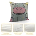 thumbnail image 4 of Orinice  Hippo Throw Pillow Cover Cartoon Cute Animal Star Comic Portrait Funny Happiness Smile Adorable Pillow Case  Decorative Men Women Boy Girl Room Cushion Cover for Home Couch Bed White, 4 of 5