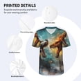thumbnail image 3 of Zufioo White And Red Sketch Dragon Print Men's Baseball Short Sleeve, Moisture Wicking Button-Down Hip Hop Tee-Small, 3 of 7