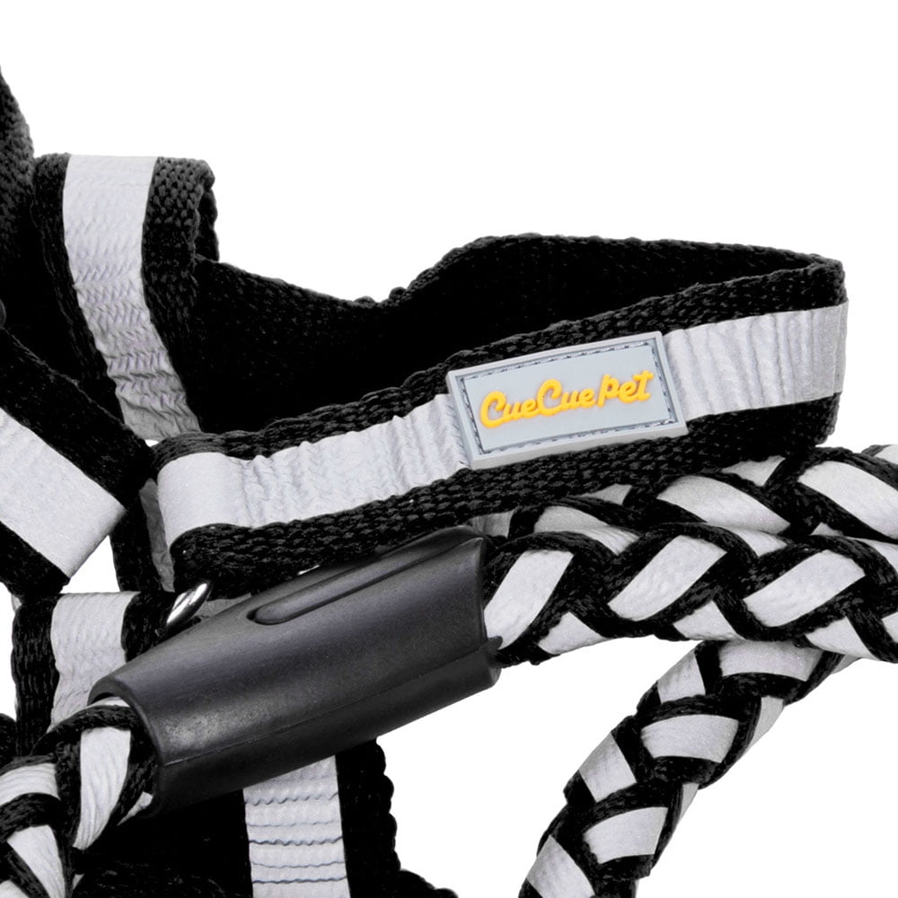 CUECUEPET Braided Choke Free Reflective Dog Harness and Leash for Daytime and Evening Walking