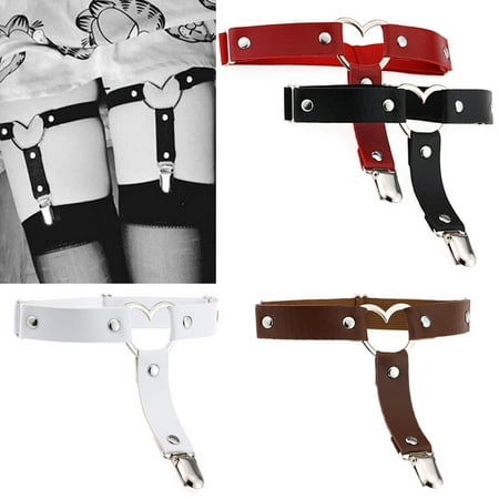 

Walbest 1 Pair Women Gothic Heart Sexy Garter Belts Leg Ring Leg Elastic Punk Rock Anti-Slip Harness Garter Belts Adjustable Tight Suspender with Metal Clips