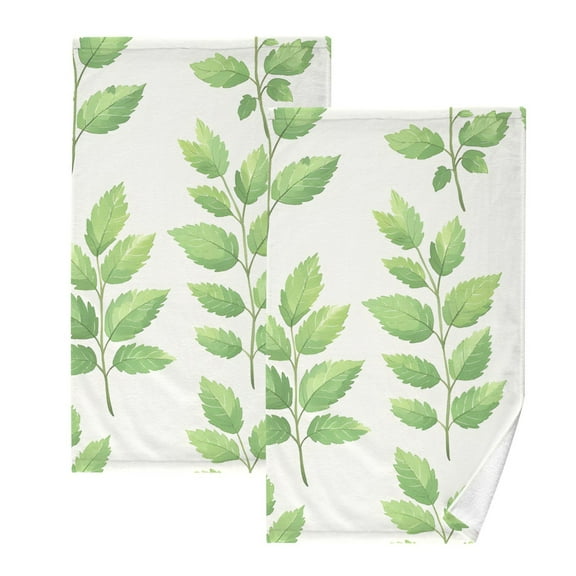 Ryvnso Vintage Leaves Cotton Hand Towels Sets Face Towel 2 PCs Bathroom Decorative