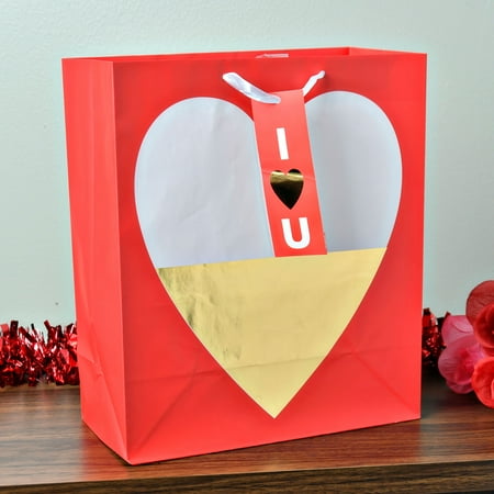 Way To Celebrate Valentine's Day Foil Heart Gift Bag