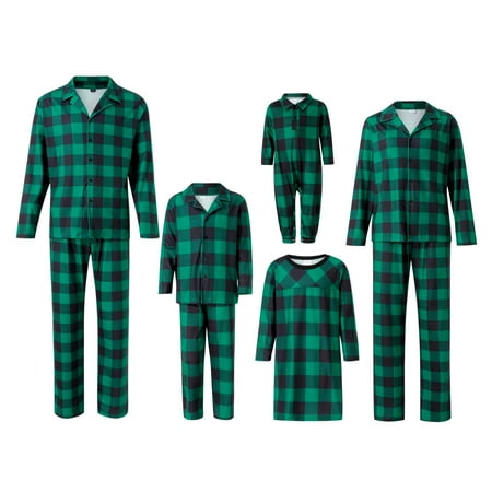 

Meihuid Holiday Family Pajamas Matching Sets Christmas PJs with Mama Bear Printed Romper Plaid Pants Sleepwear
