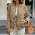 thumbnail image 3 of Nfurl Womens Lightweight Quilted Jackets with Pockets Comfy Long Sleeve Zip Up Short Barn Puffer Coat Winter Warm Coats Ladies Jacket Khaki L, 3 of 8