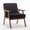 Black + Velvet, variant on Leumius Mid-Century Accent Chair,Modern PU Leather Armchair for Living Room,Comfy Upholstered Reading Chair Arm Chair with Solid Wood Frame and Extra-Thick Backrest for Bedroom,Black