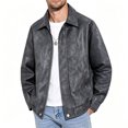 thumbnail image 5 of LYSMORA 2026 Men's Lapel Vintage Washed Faux Leather Bomber Jacket, Snap Button Zip Front Elastic Hem Oversized Loose Fit Windproof Motorcycle Street Casual Outerwear, 5 of 5
