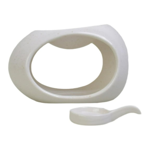 deevoka Essential Oil Burner Ceramic Aroma Diffuser Burner Waxes Melt Burner for SPA Large with Spoon