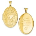 thumbnail image 1 of 14k Yellow Gold Celtic Heart 38mm Oval Locket Charm Pendant, 1 of 1