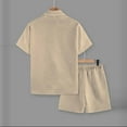 thumbnail image 6 of Mens Summer Track Suits 2 Piece Texture Shorts Sets Short Sleeve Sweatsuit Outfits Button Down Golf Shirts Vacation Loungewear, 6 of 9