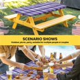 thumbnail image 6 of Purple Plaid Table Cloths for 5 Foot Rectangle Tables, Modern Art Checkered Farmhouse Patio Waterproof Elastic Fitted Tablecloths, Washable Rectangular Table Cover for Camping, 6 of 8