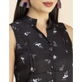 thumbnail image 4 of Moomaya Womens Printed Sleeveless Top, Mandarin Collar Shirt Top, 4 of 8