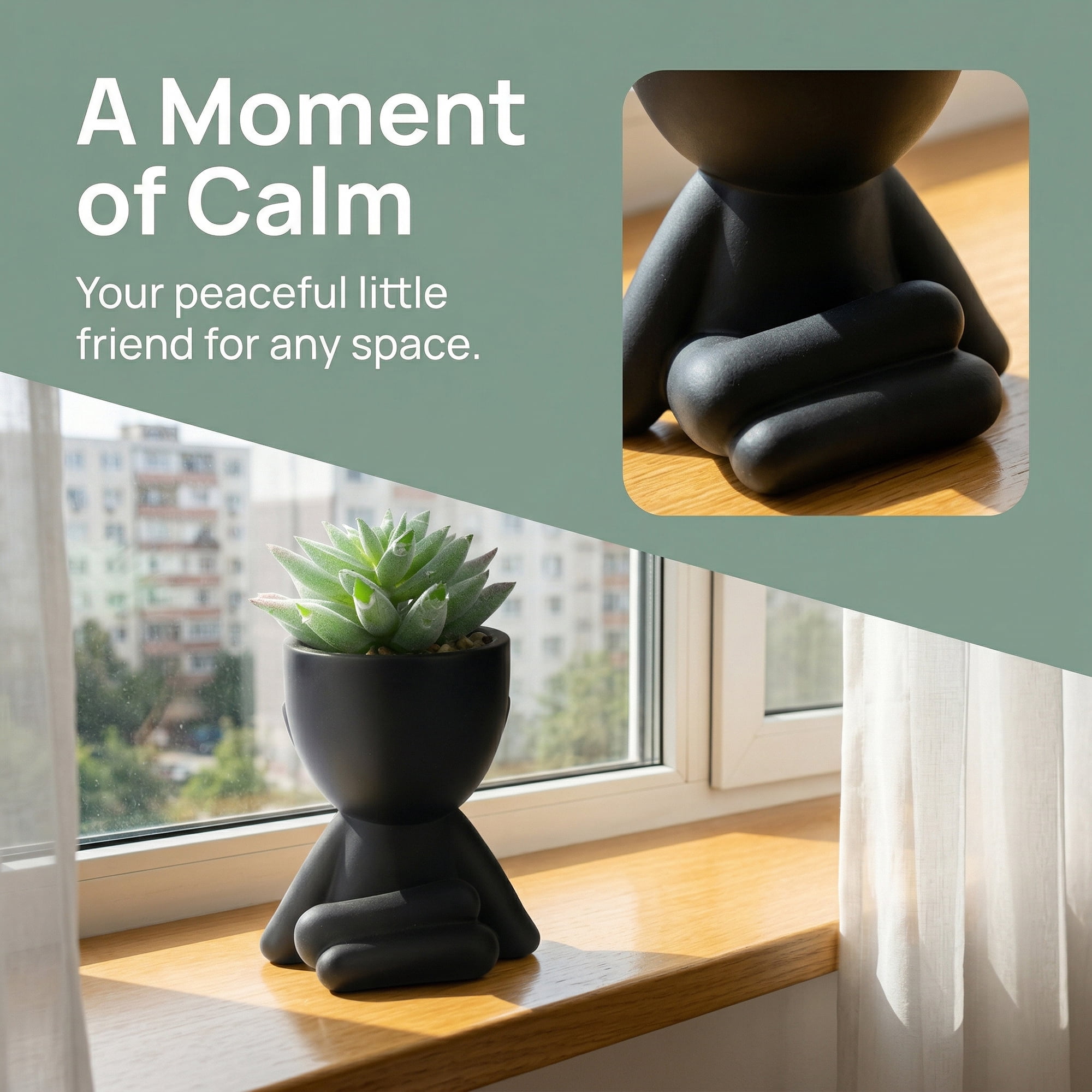 Unique Bargains Artificial Succulents in Humanoid Pots 4.7" Spiky Tower Dark Green