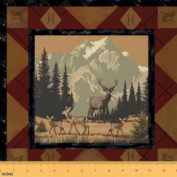 Castle Fairy Teenagers Animal Deer Fabric by the Yard 1 Yard,Bohemian Aztec Home Decor Fabric by the Yard,Rustic Vintage Room Decor Fabric by the Yard,Ultra Soft Home Decor